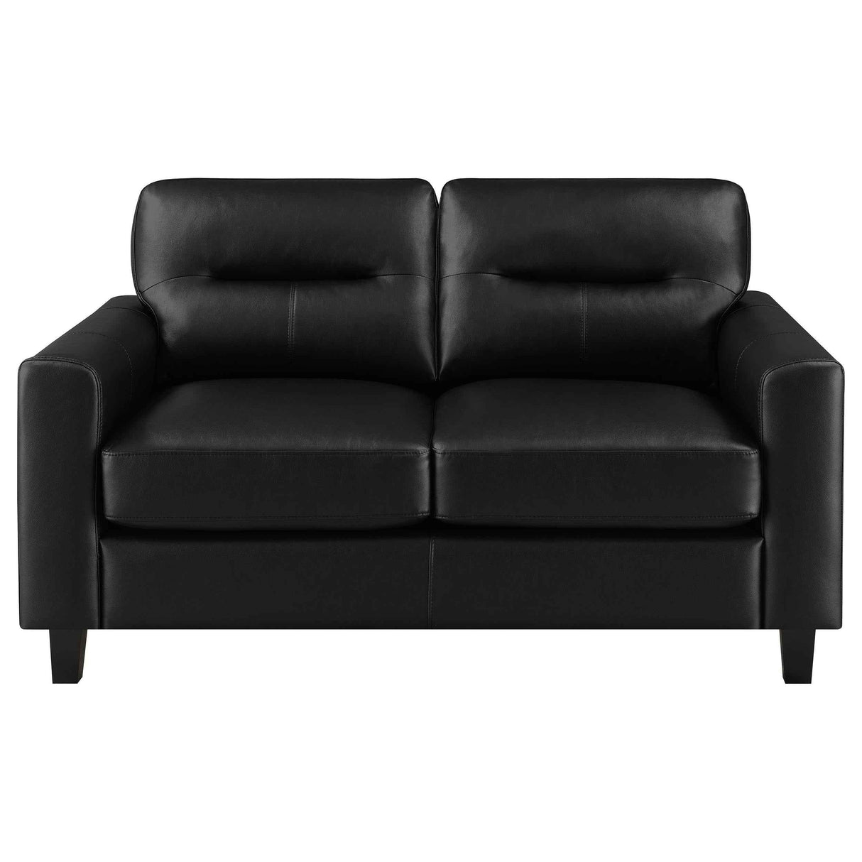 Scotland Black Faux Leather Upholstered Track Arm Loveseat by Coaster at Eve Furniture