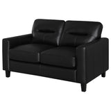 Scotland Black Faux Leather Upholstered Track Arm Loveseat by Coaster at Eve Furniture