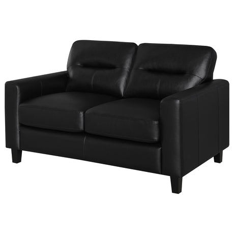 Scotland Black Faux Leather Upholstered Track Arm Loveseat by Coaster at Eve Furniture
