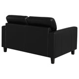 Scotland Black Faux Leather Upholstered Track Arm Loveseat by Coaster at Eve Furniture