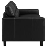 Scotland Black Faux Leather Upholstered Track Arm Loveseat by Coaster at Eve Furniture