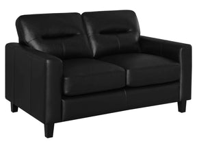 Scotland Black Faux Leather Upholstered Track Arm Loveseat by Coaster at Eve Furniture