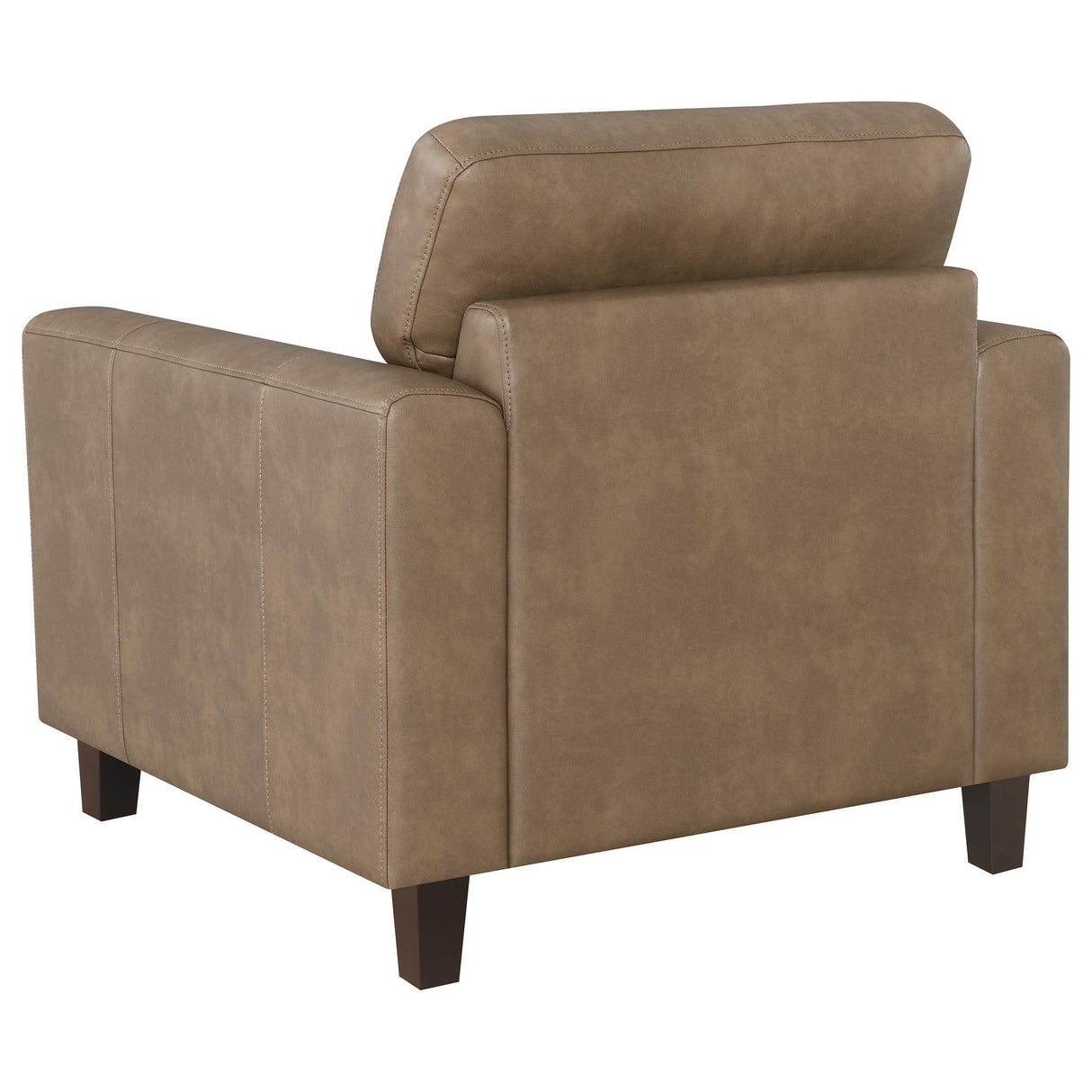 Scotland Brown Faux Leather Upholstered Track Arm Chair by Coaster at Eve Furniture