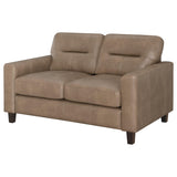 Scotland Brown Faux Leather Upholstered Track Arm Loveseat by Coaster at Eve Furniture