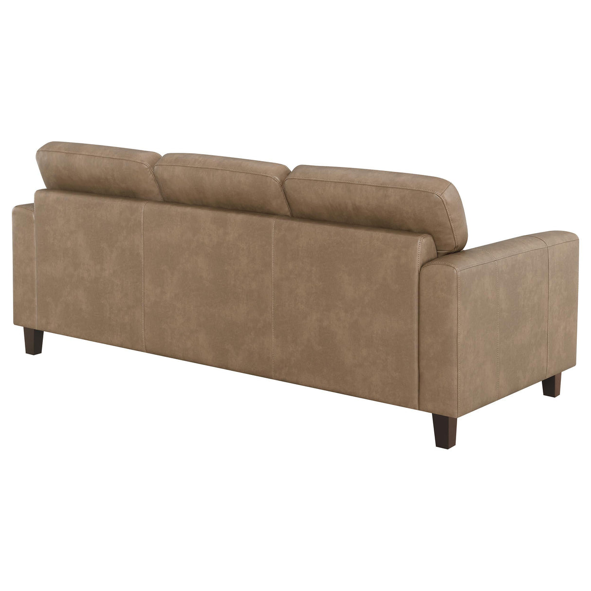 Scotland Brown Faux Leather Upholstered Track Arm Sofa by Coaster at Eve Furniture