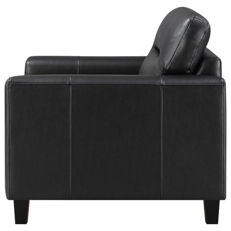 Scotland Faux Leather Upholstered Track Arm Chair Black by Coaster at Eve Furniture