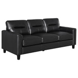 Scotland Faux Leather Upholstered Track Arm Sofa Black by Coaster at Eve Furniture