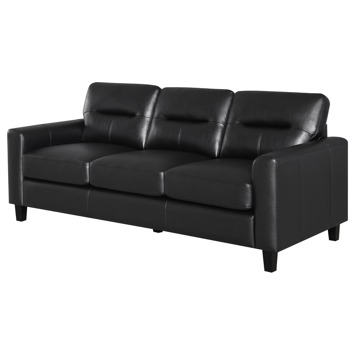 Scotland Faux Leather Upholstered Track Arm Sofa Black by Coaster at Eve Furniture