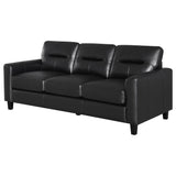 Scotland Faux Leather Upholstered Track Arm Sofa Black by Coaster at Eve Furniture