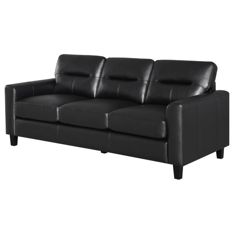 Scotland Faux Leather Upholstered Track Arm Sofa Black by Coaster at Eve Furniture