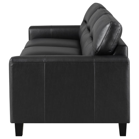 Scotland Faux Leather Upholstered Track Arm Sofa Black by Coaster at Eve Furniture