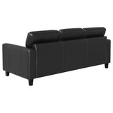 Scotland Faux Leather Upholstered Track Arm Sofa Black by Coaster at Eve Furniture