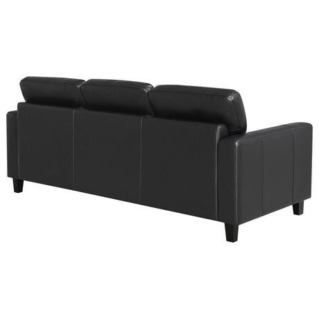 Scotland Faux Leather Upholstered Track Arm Sofa Black by Coaster at Eve Furniture
