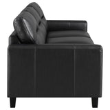 Scotland Faux Leather Upholstered Track Arm Sofa Black by Coaster at Eve Furniture