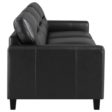 Scotland Faux Leather Upholstered Track Arm Sofa Black by Coaster at Eve Furniture