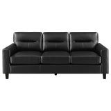 Scotland Faux Leather Upholstered Track Arm Sofa Black by Coaster at Eve Furniture