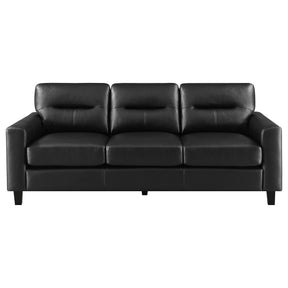 Scotland Faux Leather Upholstered Track Arm Sofa Black by Coaster at Eve Furniture