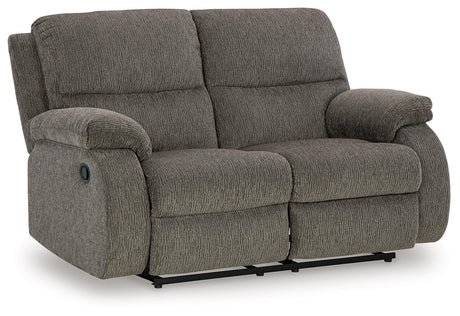 Scranto Brindle Manual Reclining Loveseat by Ashley at Eve Furniture