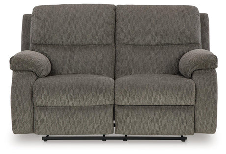 Scranto Brindle Manual Reclining Loveseat by Ashley at Eve Furniture
