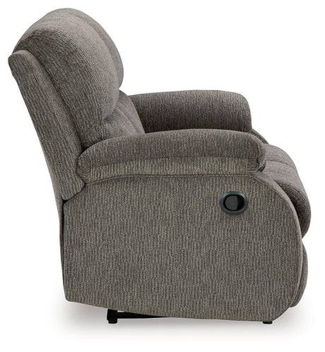 Scranto Brindle Manual Reclining Loveseat by Ashley at Eve Furniture