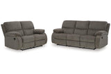 Scranto Brindle Manual Reclining Sofa and Loveseat by Ashley at Eve Furniture