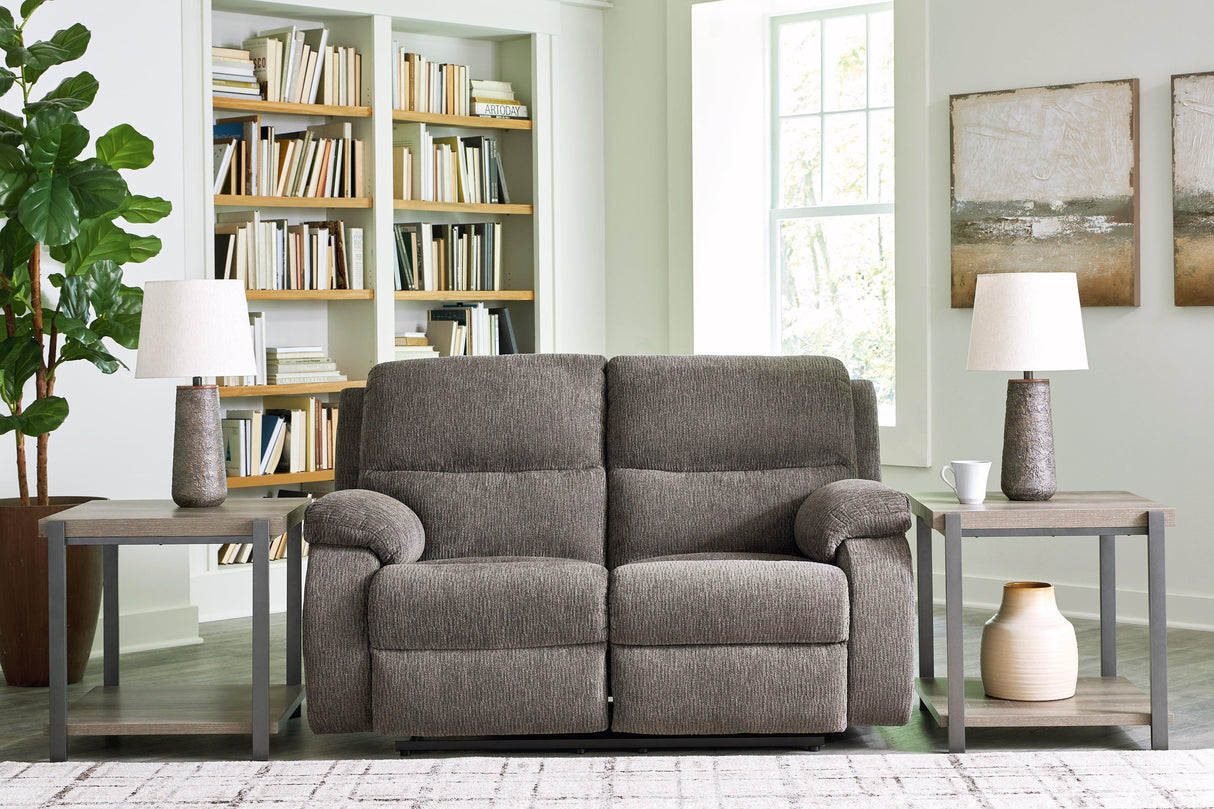 Scranto Brindle Manual Reclining Loveseat by Ashley at Eve Furniture