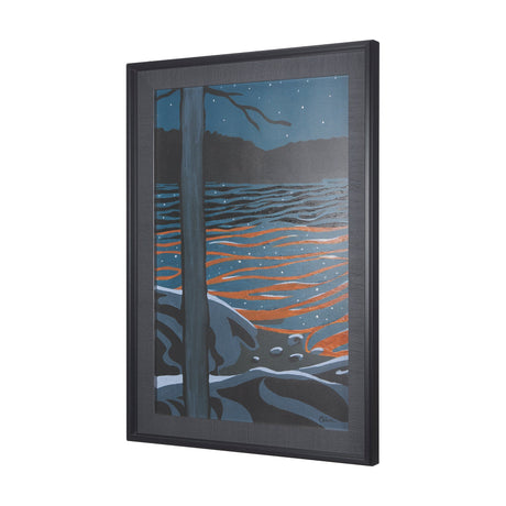 Sea bay at night I by Mercana Studio a Hand Embellished Textured Framed Art Print by Mercana at Eve Furniture