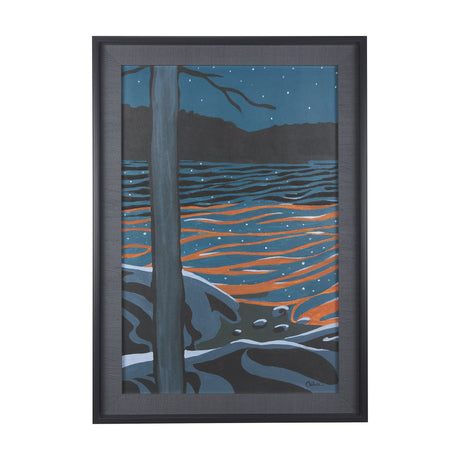 Sea bay at night I by Mercana Studio a Hand Embellished Textured Framed Art Print by Mercana at Eve Furniture