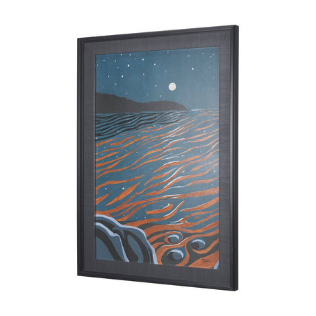 Sea bay at night II by Mercana Studio a Hand Embellished Textured Framed Art Print by Mercana at Eve Furniture