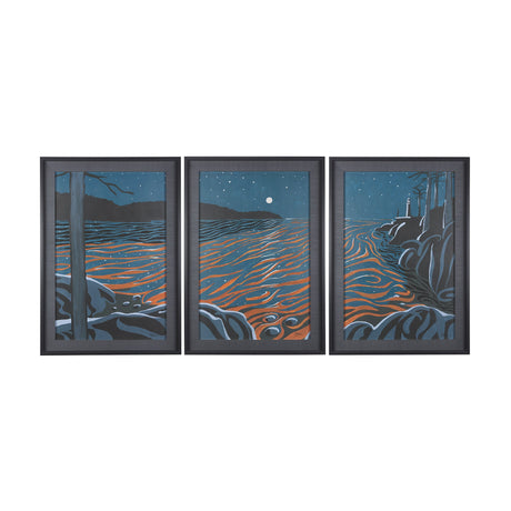 Sea bay at night II by Mercana Studio a Hand Embellished Textured Framed Art Print by Mercana at Eve Furniture