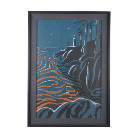 Sea bay at night III by Mercana Studio a Hand Embellished Textured Framed Art Print by Mercana at Eve Furniture
