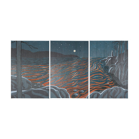 Sea bay at nitght I by Mercana Studio a Hand Embellished Textured Canvas by Mercana at Eve Furniture