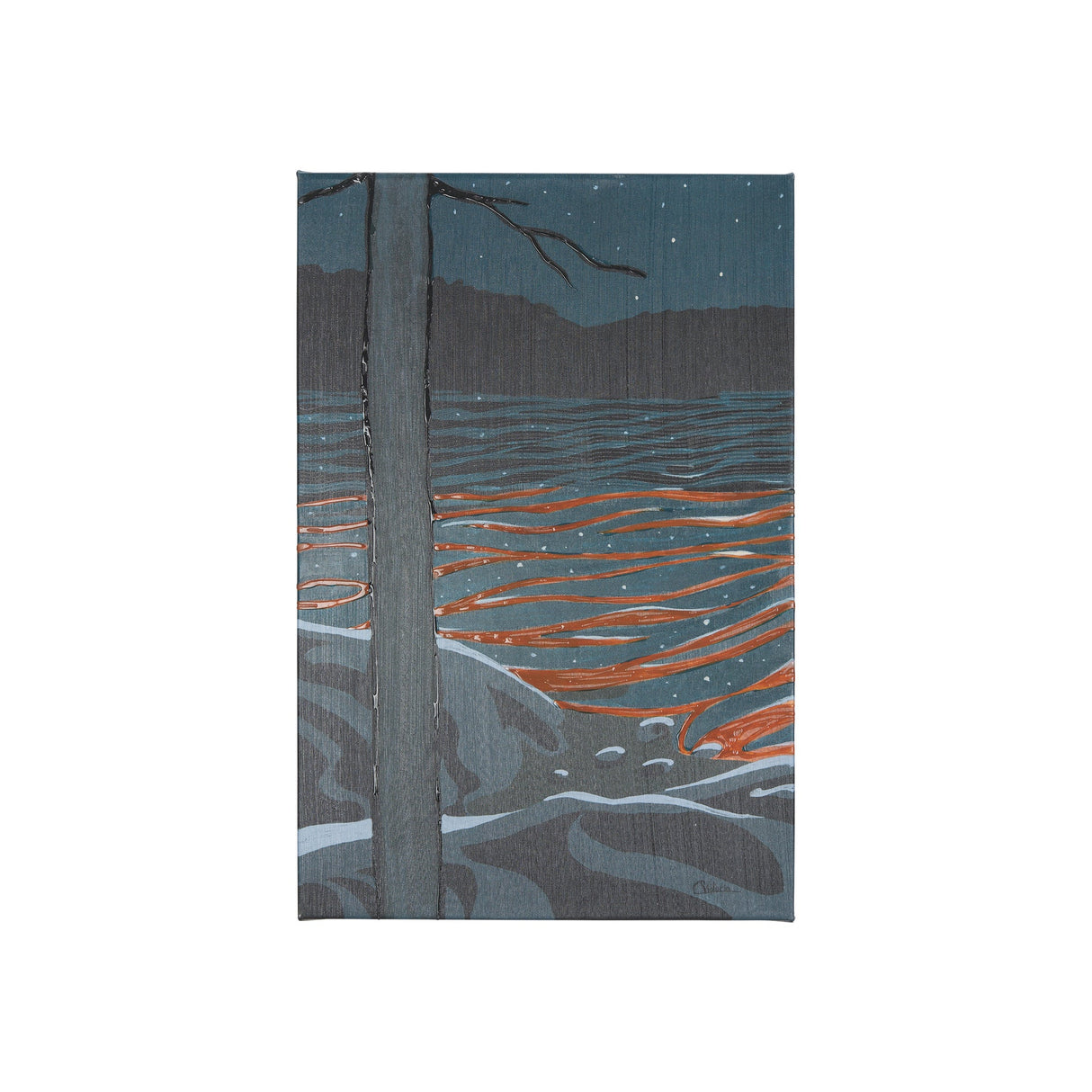 Sea bay at nitght I by Mercana Studio a Hand Embellished Textured Canvas by Mercana at Eve Furniture