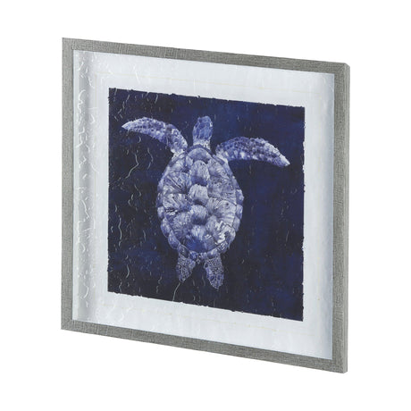 Sea Turtle Shadow I by Grace Popp a Hand Embellished Textured Framed Art Print Matted under Glass by Mercana at Eve Furniture