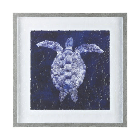Sea Turtle Shadow I by Grace Popp a Hand Embellished Textured Framed Art Print Matted under Glass by Mercana at Eve Furniture