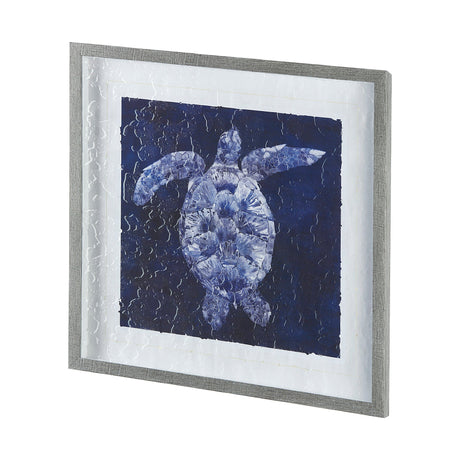 Sea Turtle Shadow II by Grace Popp a Hand Embellished Textured Framed Art Print Matted under Glass by Mercana at Eve Furniture