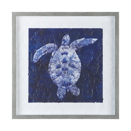 Sea Turtle Shadow II by Grace Popp a Hand Embellished Textured Framed Art Print Matted under Glass by Mercana at Eve Furniture