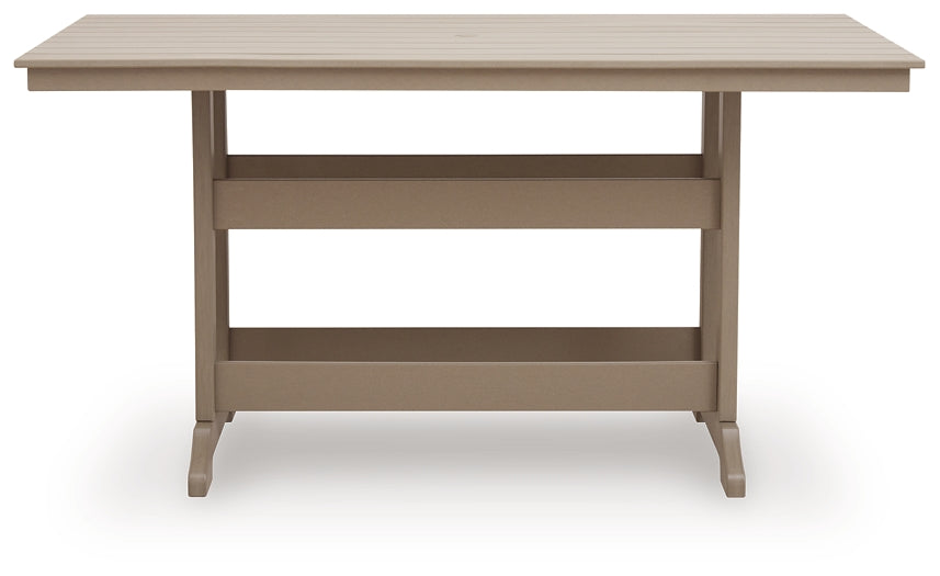Seacliff Beach Medium Brown Counter Height Table W/Umb OPT by Ashley at Eve Furniture