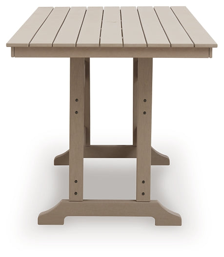 Seacliff Beach Medium Brown Counter Height Table W/Umb OPT by Ashley at Eve Furniture