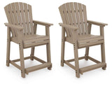 Seacliff Beach Medium Brown Outdoor Counter Height Bar Stool (Set of 2) by Ashley at Eve Furniture