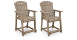 Seacliff Beach Medium Brown Outdoor Counter Height Bar Stool (Set of 2) by Ashley at Eve Furniture