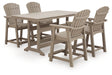 Seacliff Beach Medium Brown Outdoor Counter Height Dining Table and 4 Barstools by Ashley at Eve Furniture