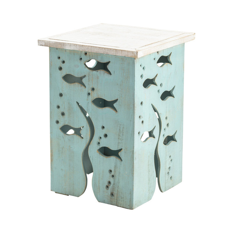 Seafoam Blue/White Accent Table by Crestview at Eve Furniture