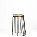 Seagram 25.6" Seat Height Brown Wood Seat Black Metal Frame Stool by Mercana at Eve Furniture