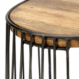 Seagram 25.6" Seat Height Brown Wood Seat Black Metal Frame Stool by Mercana at Eve Furniture
