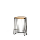 Seagram 25.6" Seat Height Brown Wood Seat Black Metal Frame Stool by Mercana at Eve Furniture