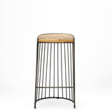 Seagram 30.5" Seat Height Brown Seat Black Metal Frame Stool by Mercana at Eve Furniture