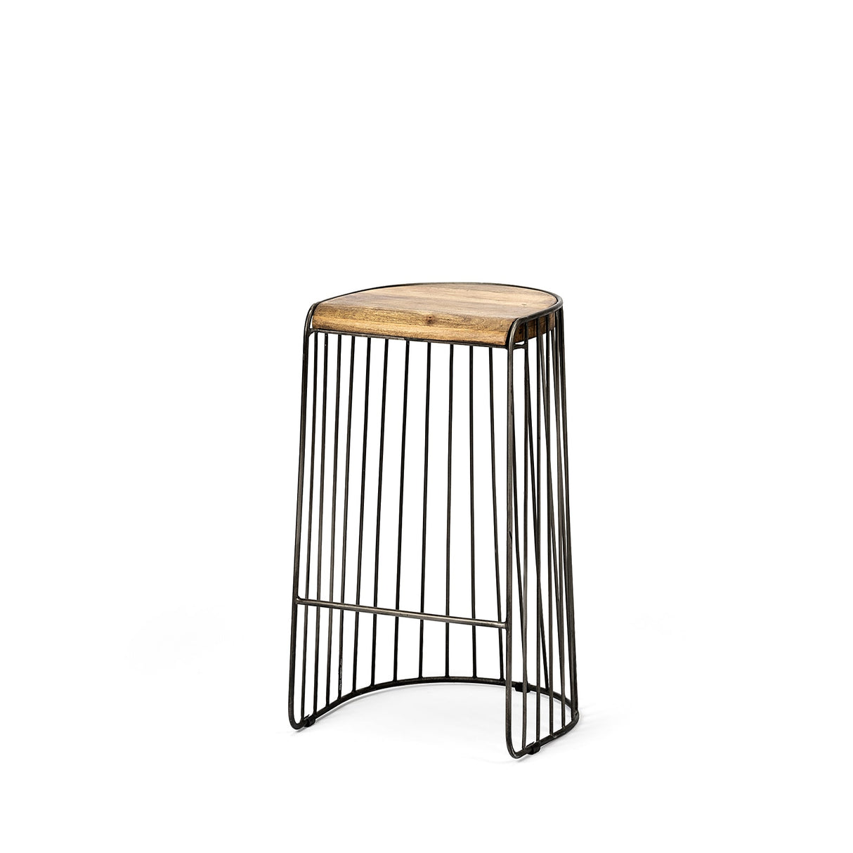 Seagram 30.5" Seat Height Brown Seat Black Metal Frame Stool by Mercana at Eve Furniture