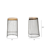 Seagram Brown Seat Black Metal Frame Stool by Mercana at Eve Furniture
