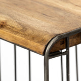 Seagram Brown Wood Seat Black Metal Frame Stool by Mercana at Eve Furniture